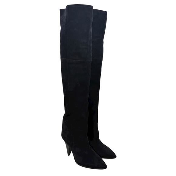 Isabel Marant Riria Suede Slouchy Tall Boots Midnight Blue Size 38 - Picture 5 of 13